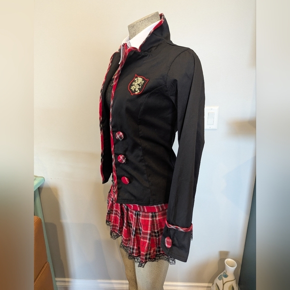 Coquette Seductive Schoolgirl Costume with Black Jacket Women's Sz S/M New - Picture 14 of 15